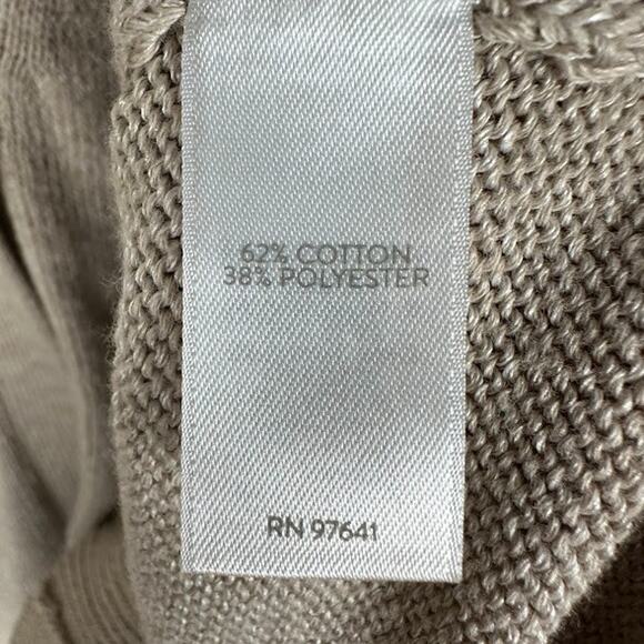 J Jill Purejill Sweater Womens Extra Large Tan Cardigan 3/4 Length Sleeve Preppy - Picture 8 of 13